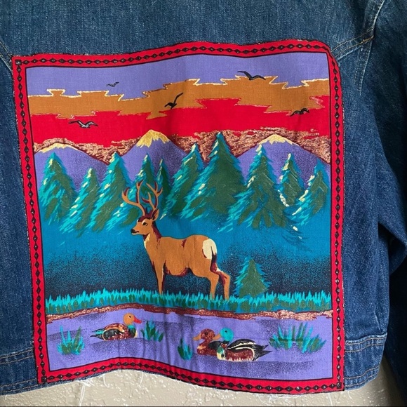 Levi denim jean jacket Aztec vintage large orange tab Deer Stag Southwestern - Picture 7 of 7